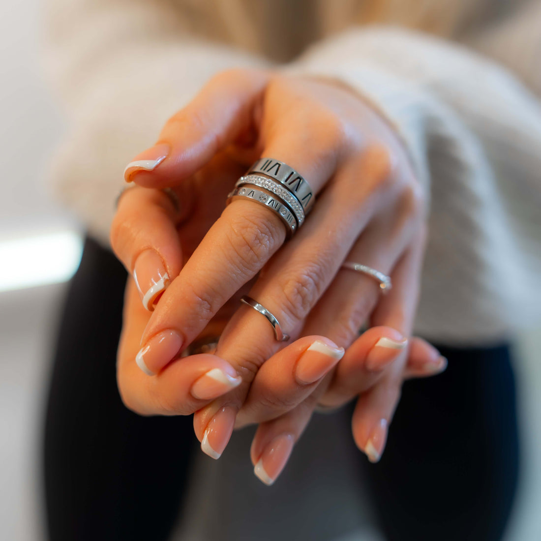 Triple Stack Ring - Silver Diamond - Harmia